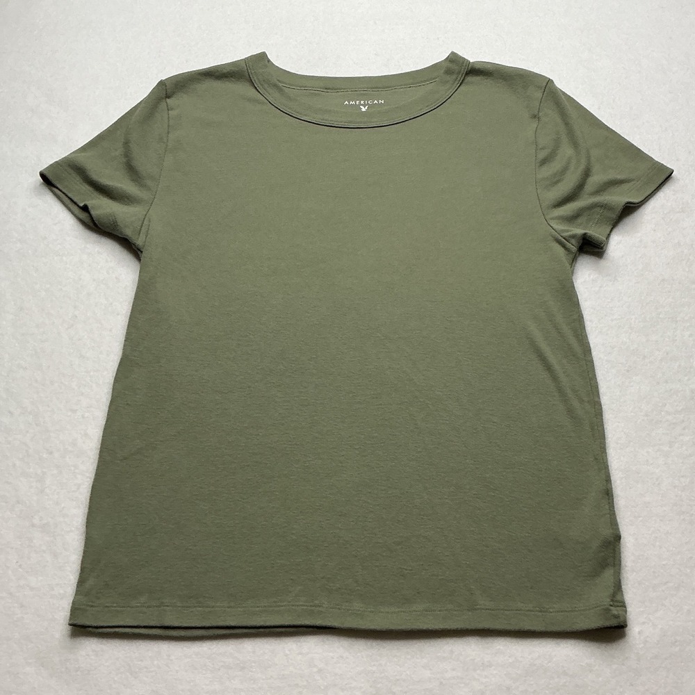 American Eagle Womens Olive Green Short Sleeve Crew Neck T-Shirt Size L
